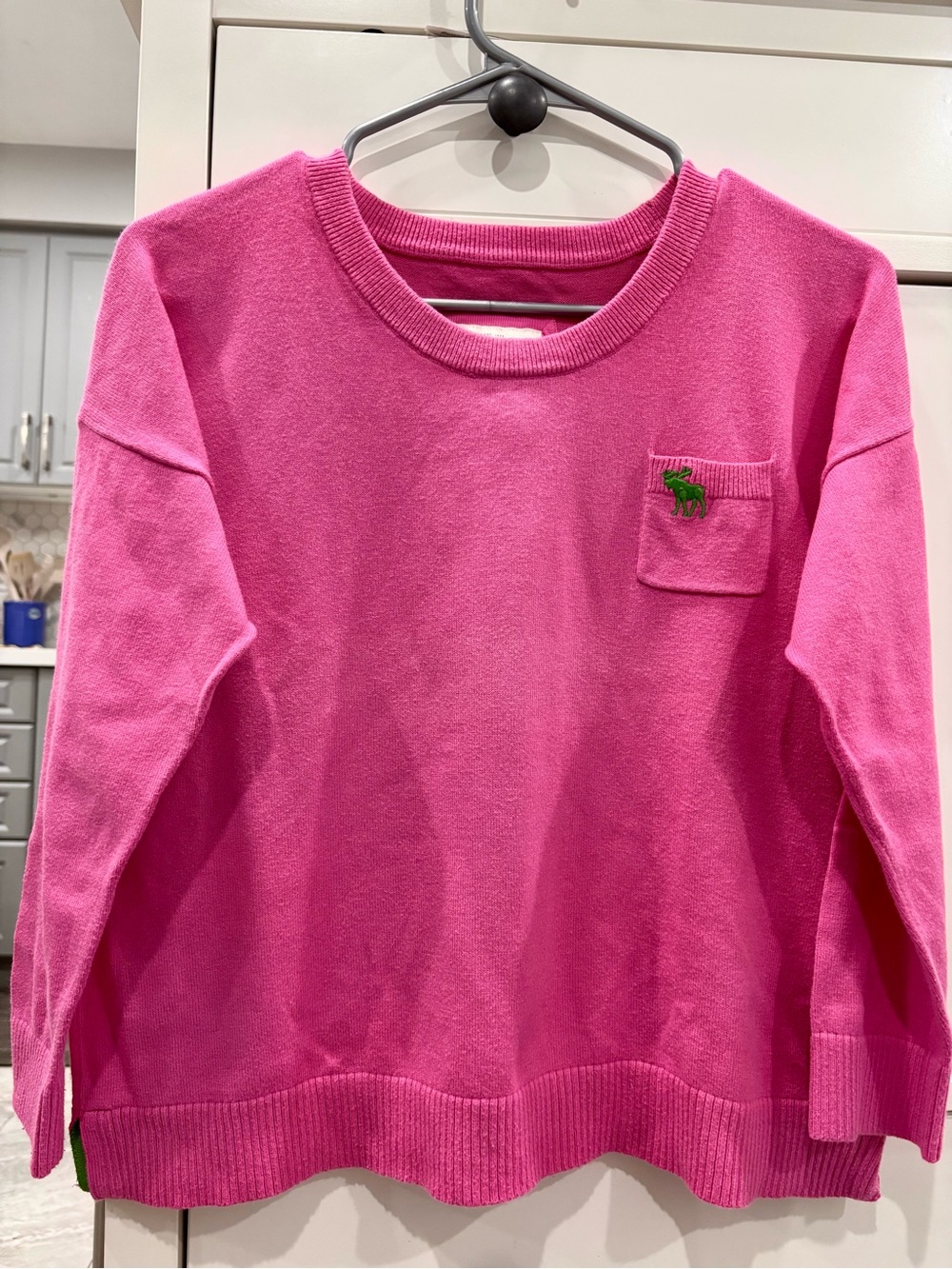 Abercrombie & Fitch Hot Pink Crewneck Sweater with Pocket